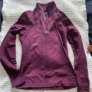 Ibex, merino wool zip front sweater, EUC, size XS, 16.5 inch chest, deep wine.